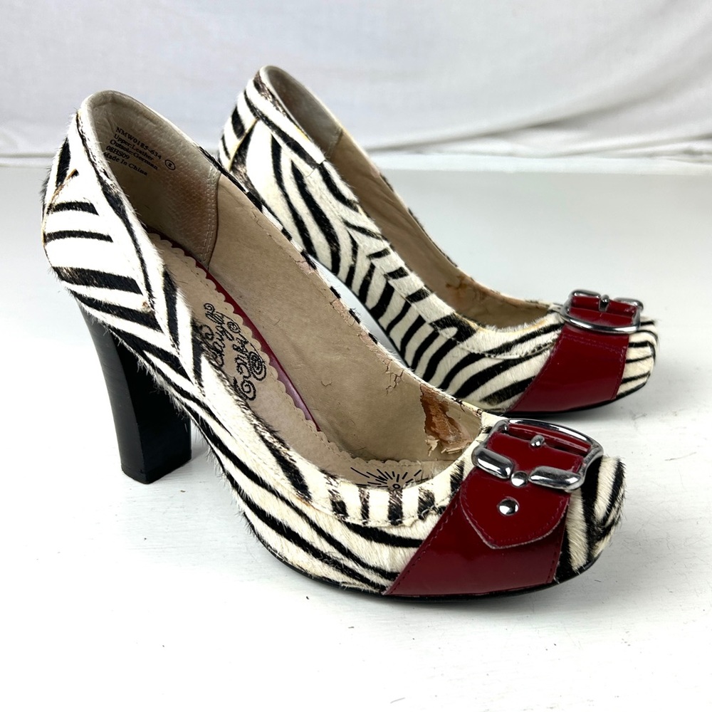 BUY 2 GET 1 FREE 🔥 Stylish Zebra Print Heels with Red Accents